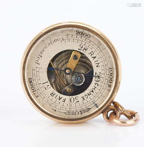 18K Pocket Barometer, 19th Century