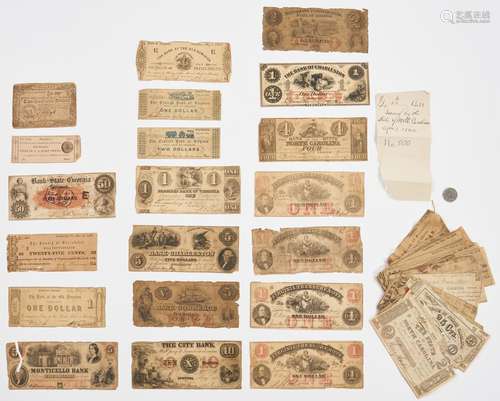 62 Southern Obsolete Notes, incl. Colonial, Civil War era