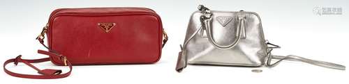 2 Prada Purses, incl. Mini Promenade Chromo-Silver.