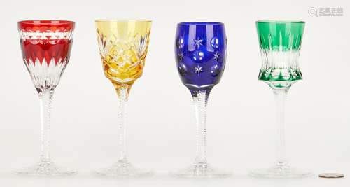 4 Colored Crystal Goblets, incl. Faberge