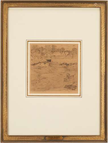 Pencil Signed Childe Hassam Etching, Old Lace