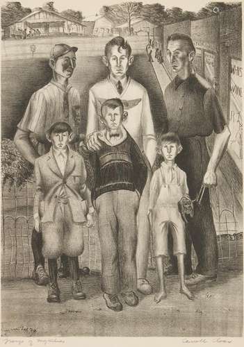 Carroll Cloar Lithograph, Group of Myselves