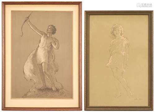 2 Arthur Spear Figural Prints, Girl & Youth