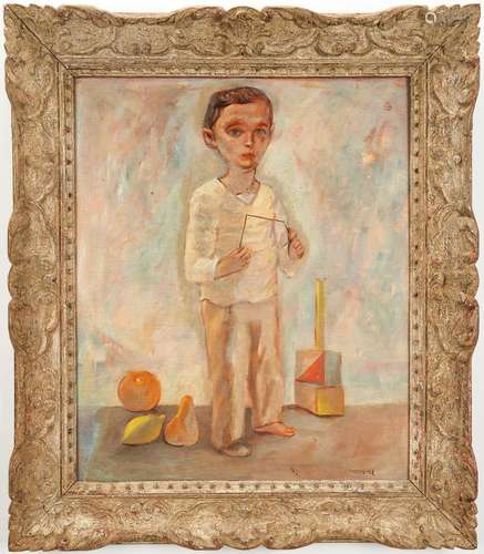 Signed European School Oil Painting of a Boy