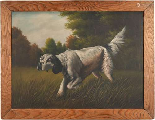 O/C of Hunting Dog, signed T. Bailey