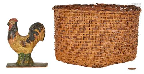 Cherokee Rivercane Basket & Paper Mache Chicken