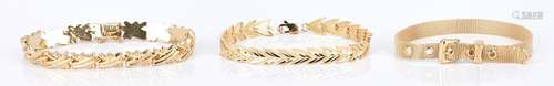 3 Ladies Gold Bracelets, 10K & 14K