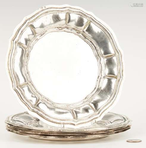 5 Continental Silver Plates, 18th century