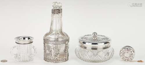 4 Glass and Silver Items, incl. ABPG, Sterling