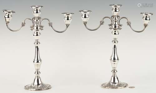 Pair Gorham Chantilly 3-Light Candelabra