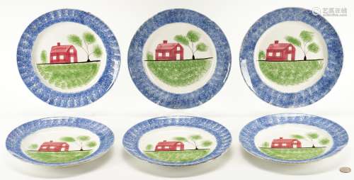6 Spatterware Plates, Puckett Family TN History