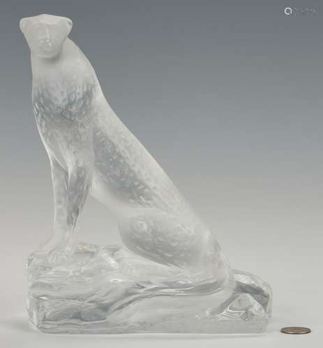 Lalique Tancrede Crystal Cheetah on Rocks