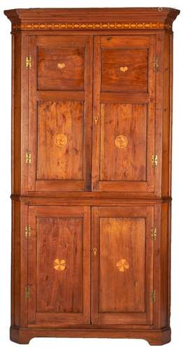 Piedmont NC Walnut Inlaid Corner Cupboard