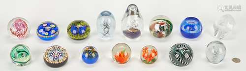 15 Paperweights, incl. Baccarat, Lalique