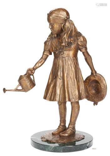 Gary Price Bronze Sculpture, Girl w/ Watering Can