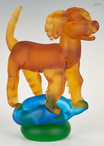 Richard Jolley Art Glass Dog Sculpture