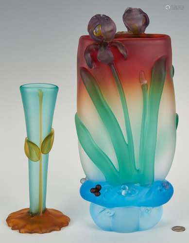 2 Tommie Rush Art Glass Vases