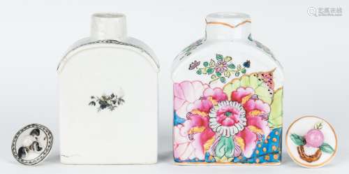 4 Chinese Porcelain Items, incl. Tea Caddy