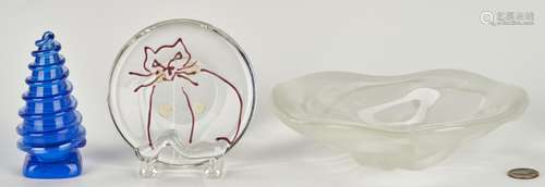 3 Art Glass Items, incl. Richard Jolley, Tommie Rush