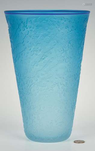 Large Tommie Rush Blue Art Glass Vase