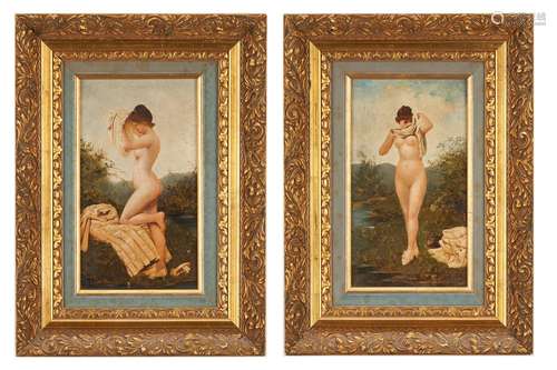 2 Adolphe Frederic Lejeune O/P Nude Paintings