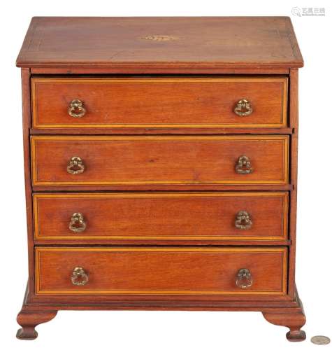 American Miniature Chest of Drawers, Shell Inlay