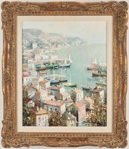 Lucien Delarue Oil of Harbor Scene