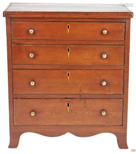 Miniature Federal Inlaid Chest of Drawers, attr. PA