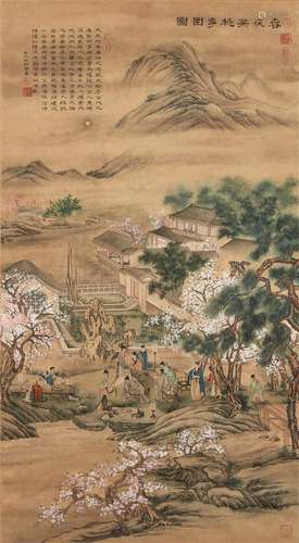 Large Framed Chinese Scroll, Moonlit Scene