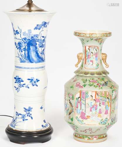 2 Chinese Vases, incl. Gu Vase Lamp