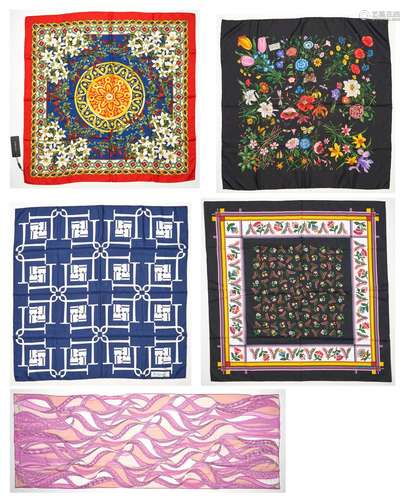 5 Designer Scarves. incl. Dolce & Gabbana, Gucci