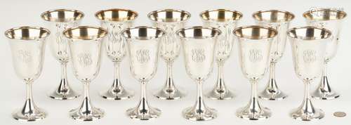 12 Wallace Sterling Silver Goblets