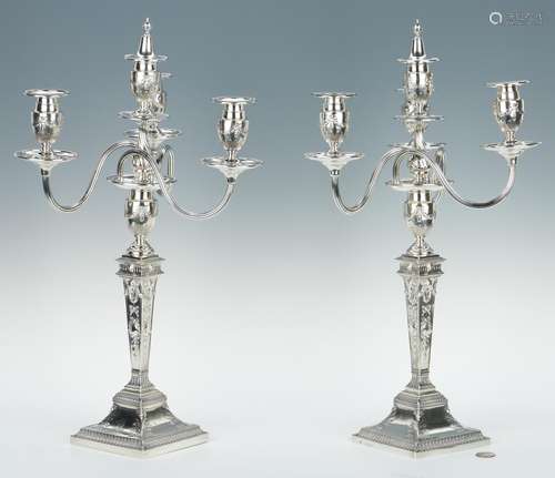 Pair English Sterling Candelabra, J & H Savory