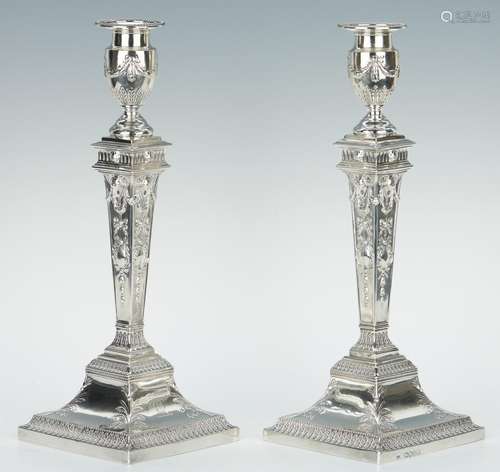 Pair English Sterling Candlesticks, J & H Savory