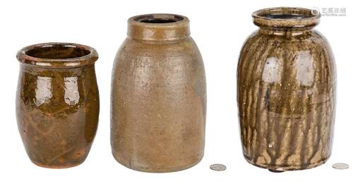 3 Stoneware Preserving Jars, North Carolina, Ohio, & Mid-Atlantic