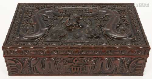 Chinese Carved Hardwood Dragon Box