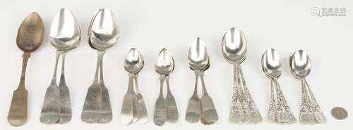 19th c. TN Silver Flatware, incl. Negrin, Hope