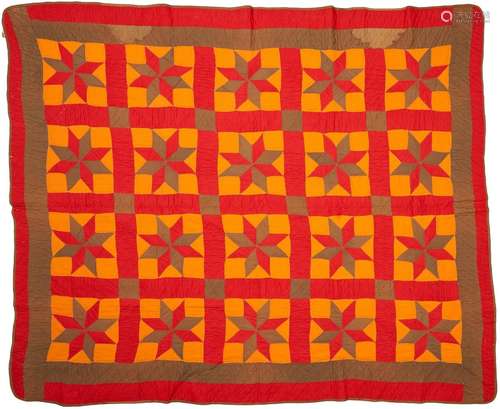 Southern Pieced & Appliqued Quilt, LeMoyne Star Pattern