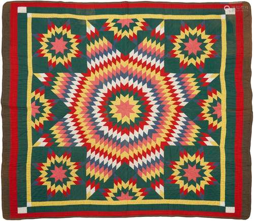 American Pieced Cotton Quilt, Star of Bethlehem