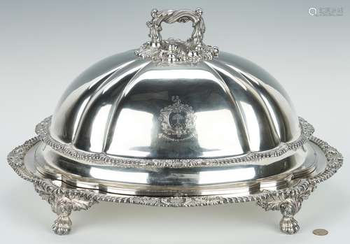 Old Sheffield Crested Meat Dome & Platter