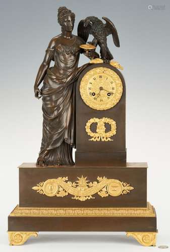 French Empire Figural Gilt Bronze Clock