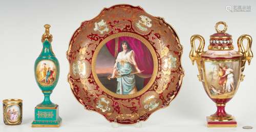 4 European Porcelain Items, Royal Vienna & Dresden