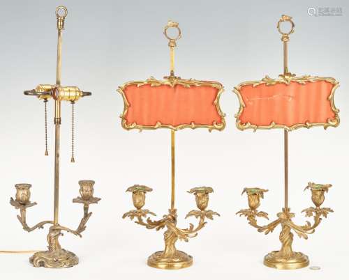 3 Gilt Bronze Candelabra