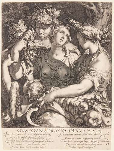 Jan Saenredam engraving, Sine Cerere et Baccho Friget Venus