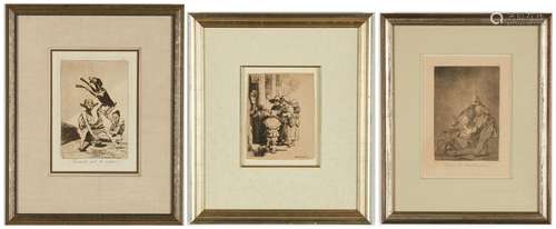 3 Etchings After Rembrandt and Goya