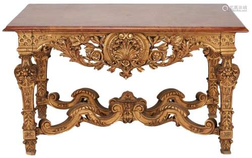 Italian Giltwood Console Table w/ Marble Top