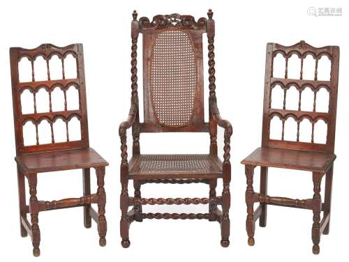 3 17th Century Chairs, Spanish & English