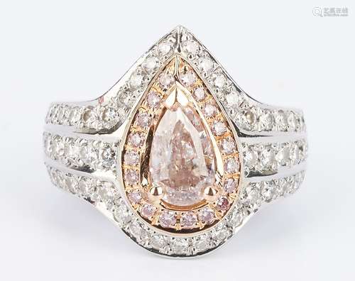 Ladies Platinum and Rose Gold Diamond Ring