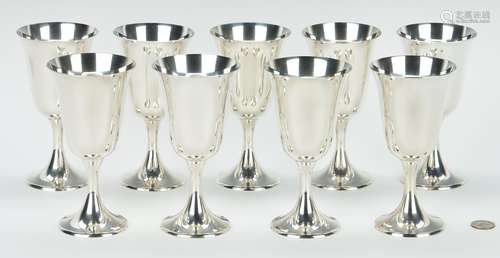 9 Gorham Sterling Silver Goblets