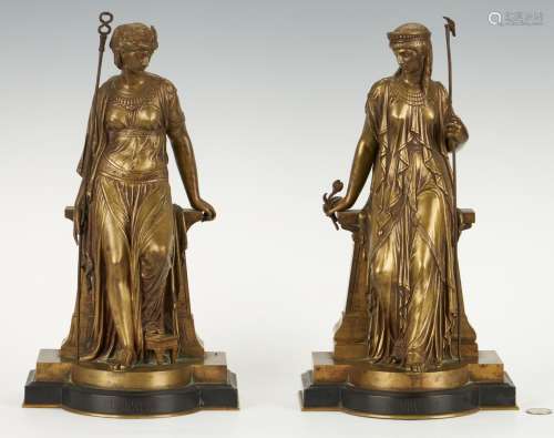 2 Bouret Bronze Figures: Cleopatra, Semiramis